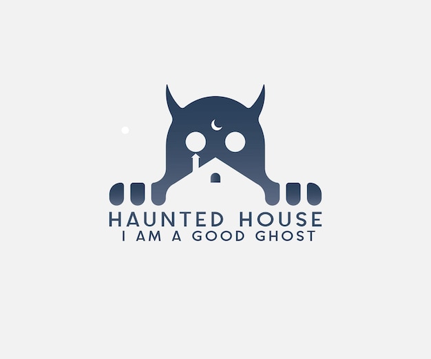 Haunted House Logo Design Illustration illustration ghost Head With House