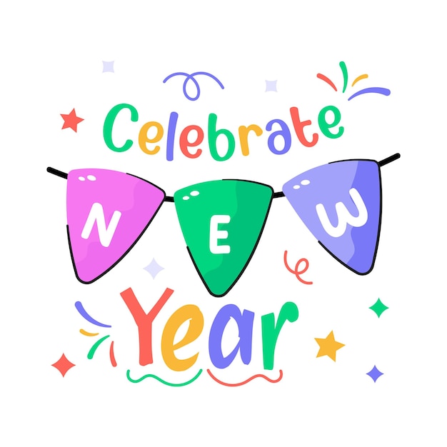 Have a look at this beautiful and amazing flat sticker of happy new year new year celebration