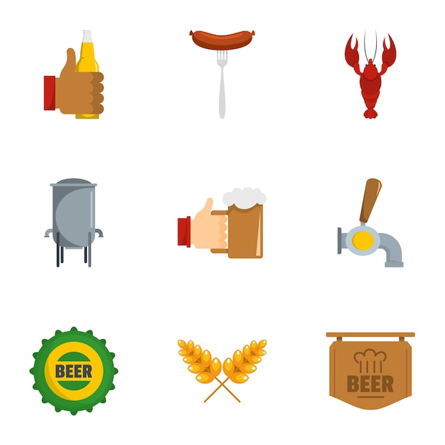 Have a snack icon set, flat style