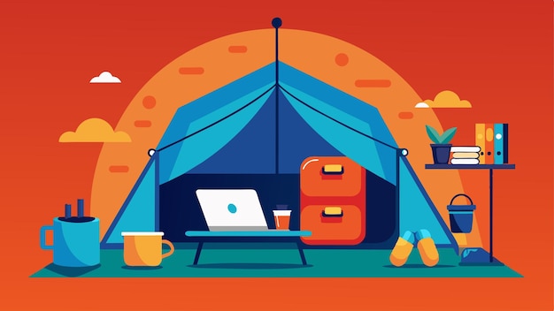 A haven for digital nomads with a tented office equipped with all the necessary tools to stay