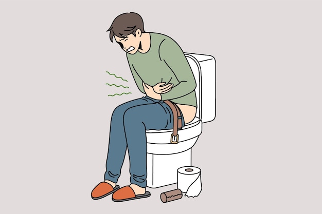 Having problems with stomach and diarrhea concept