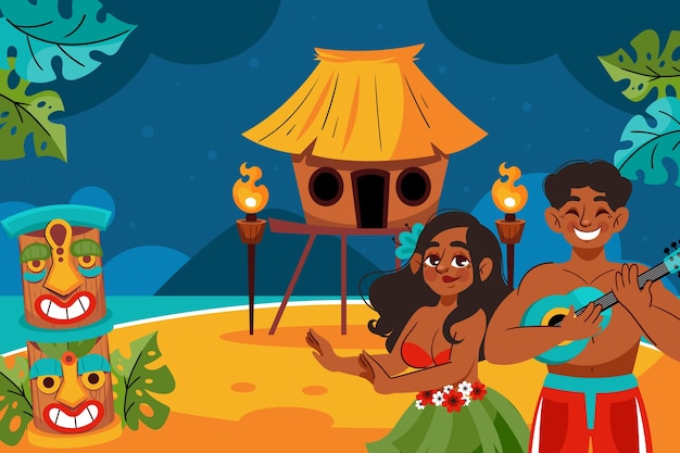 Hawaii background in flat design