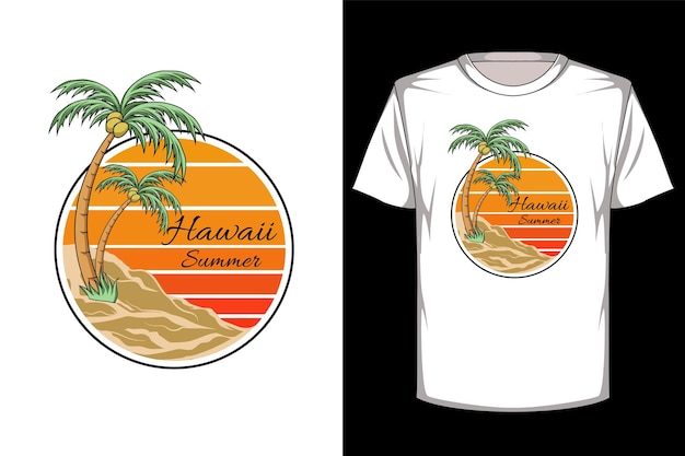 Hawaii summer retro vintage t shirt design