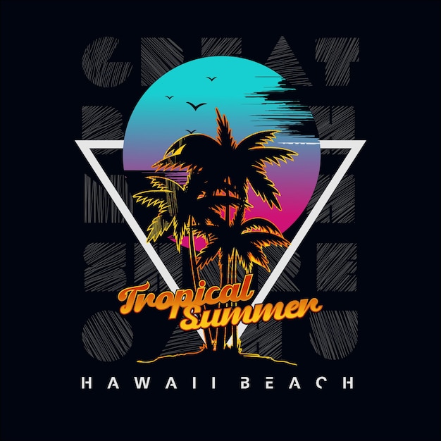 Hawaiian beach typography graphic vector Premium Vector