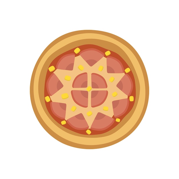 Hawaiian pizza with ham pineapple mozzarella on a white background