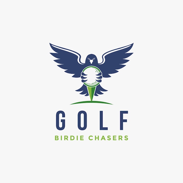 Hawk Bird holding golf ball logo icon illustration vector on white background