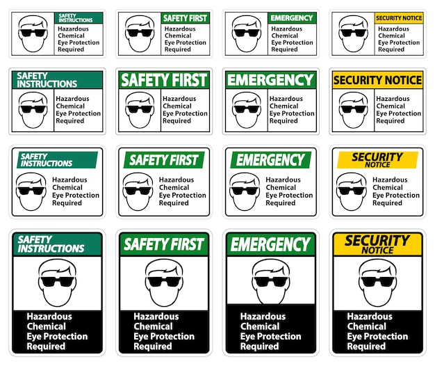 Vector hazardous chemical eye protection required symbol sign isolate on white background