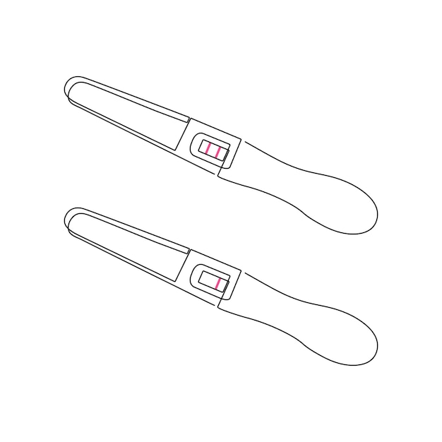 HCG Pregnancy test One line vector illustration Negative and positive pregnancy test results