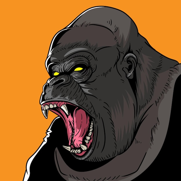 Vector head of an angry gorilla illustration