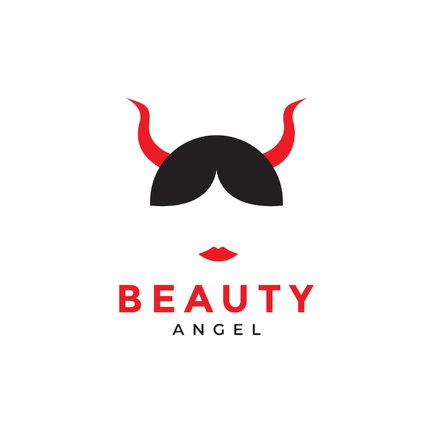 Head beauty women with horn angel evil logo design vector graphic symbol icon illustration creative idea