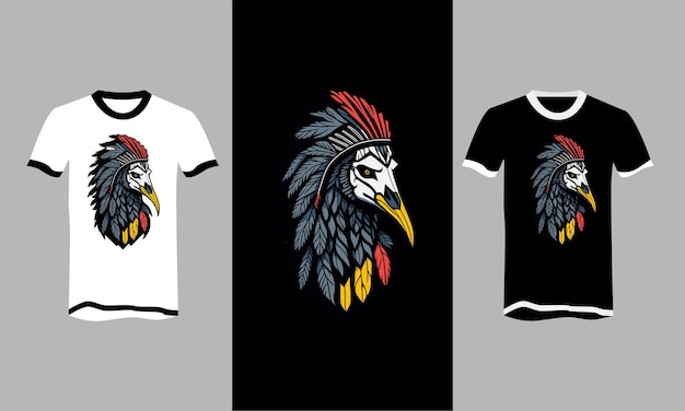 Head bird with headdress american native vector tshirt design