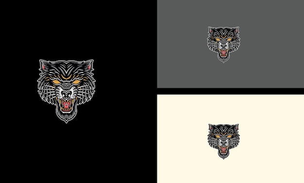 Head black wolf angry vector illustration mascot design