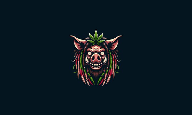 Vector head boar with dreadlocks vector logo design