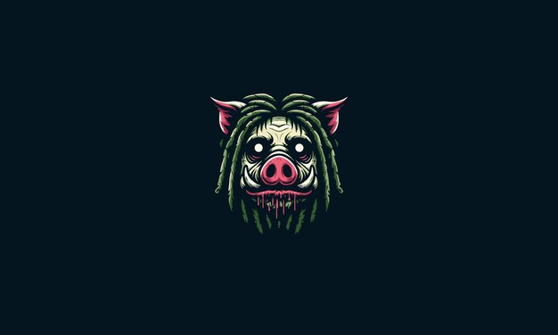 Vector head boar with dreadlocks vector logo design