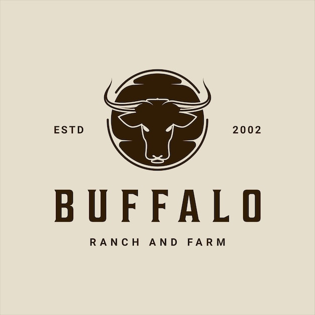 Head of buffalo logo vector vintage illustration template icon graphic designbull or farm longhorn sign or symbol for livestock or wildlife concept with retro badge