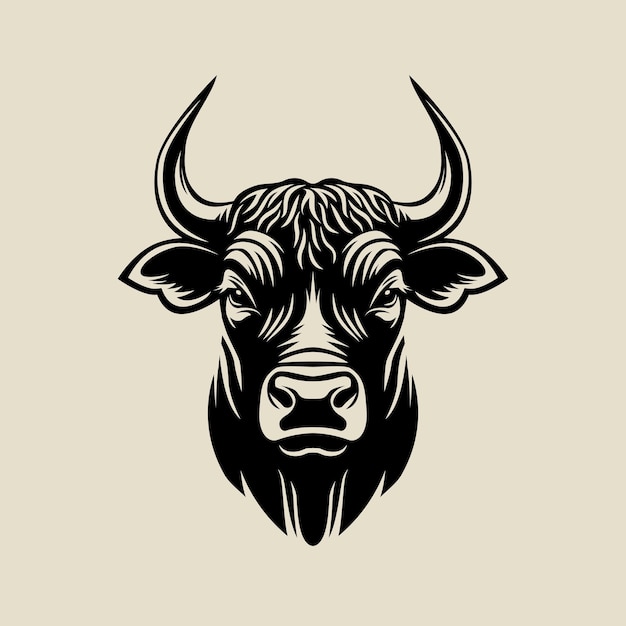 Head of bull farm animal black color