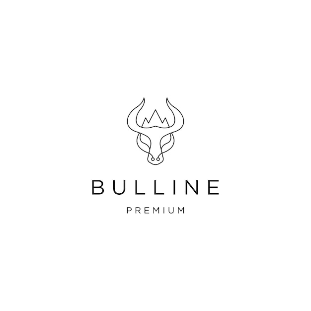 Head bull line logo design template