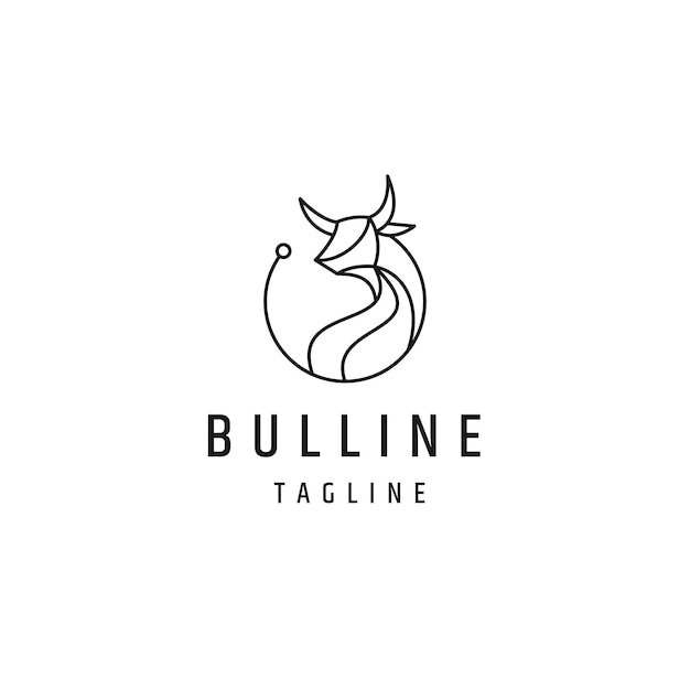 Head bull line logo icon design template flat vector