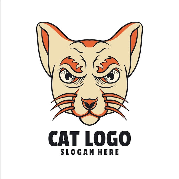 head cat angry logo cartoon