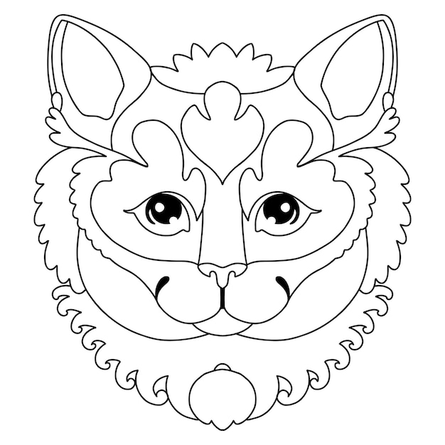 Head of cat coloring template vector illustration