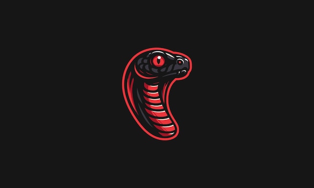 head cobra with red eye vector flat design logo