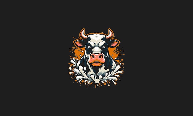 head cow angry with splash background vector artwork design