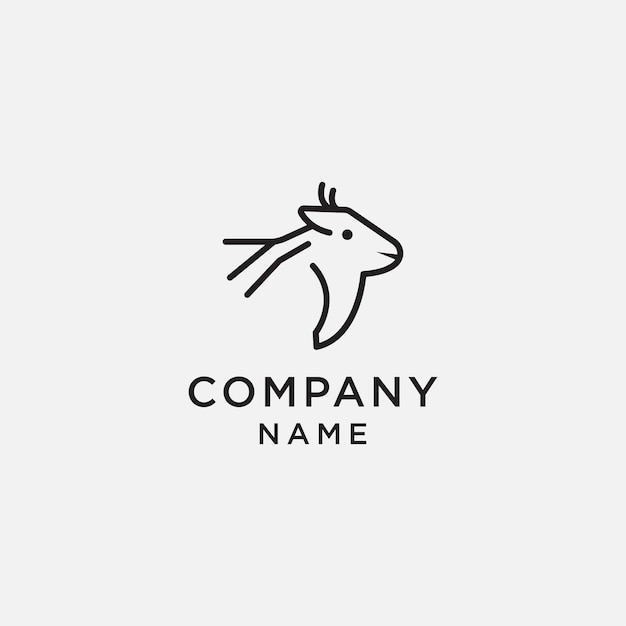 Head cow line logo icon design template