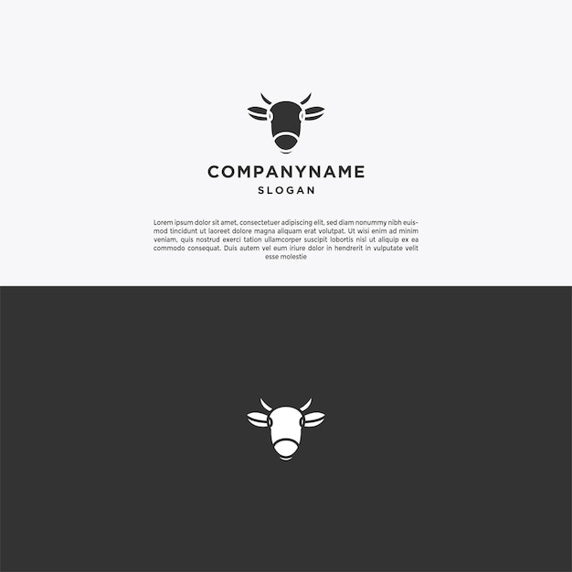 Head cow logo icon design template