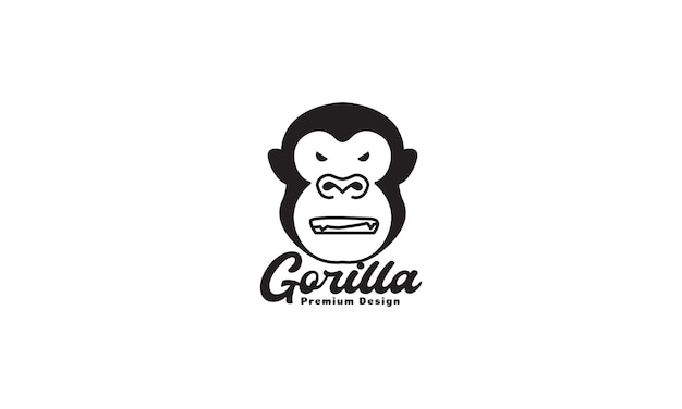 Head cute animal gorilla angry logo vector symbol icon design illustration