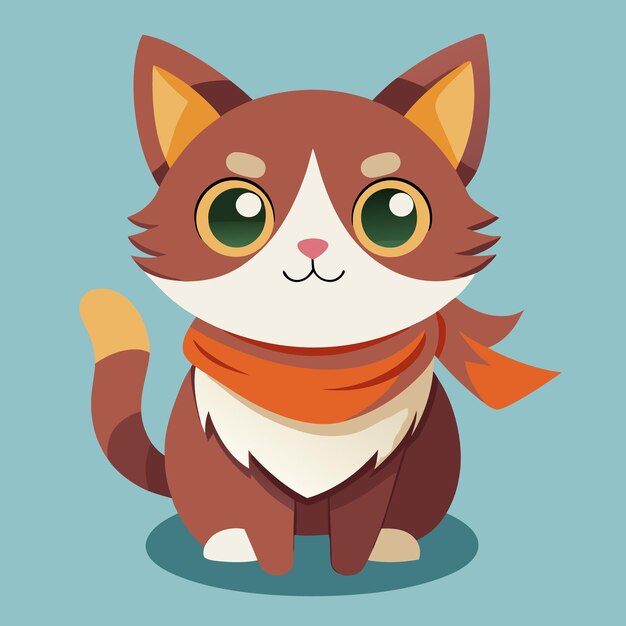 Vector head cute cat and beauty scarf