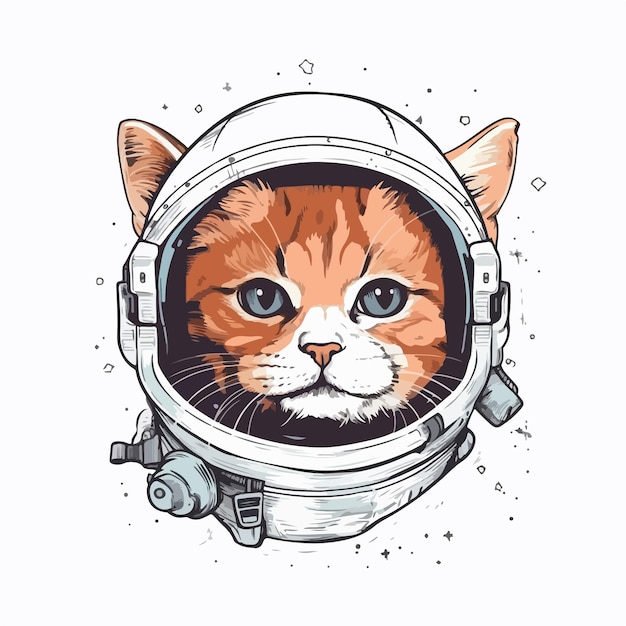 Head cute Kitten astronaut flat vector illustration head cute Kitten astronaut hand drawing isolated vector illustration