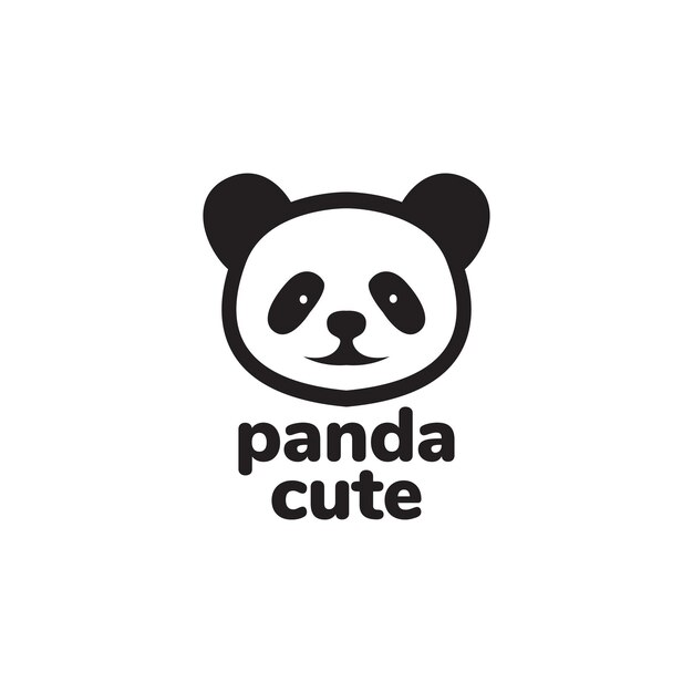 Vector head cute panda minimal logo design vector graphic symbol icon illustration creative idea