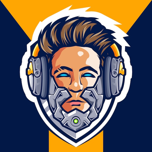 Head Cyborg Gamer esport logo 