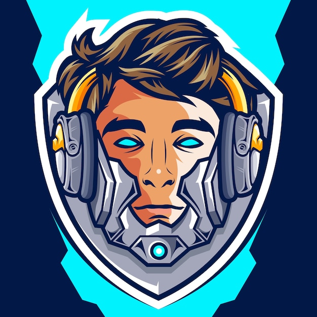 Head Cyborg Gamer esport logo 