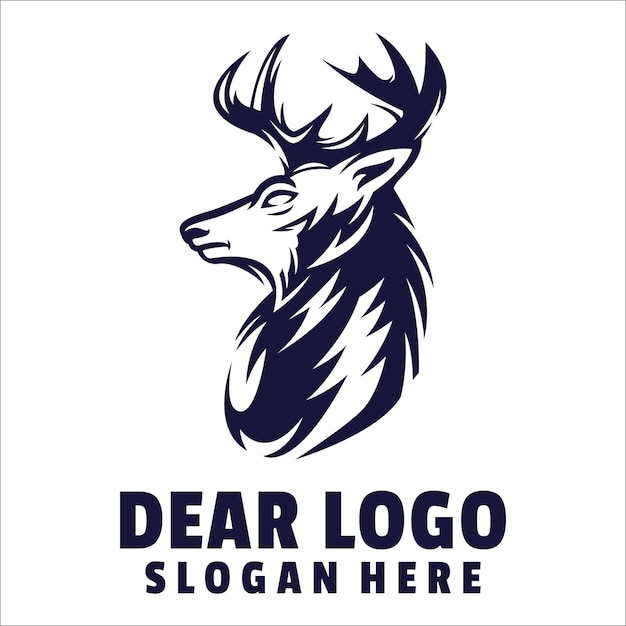 head deer cartoon logo vector