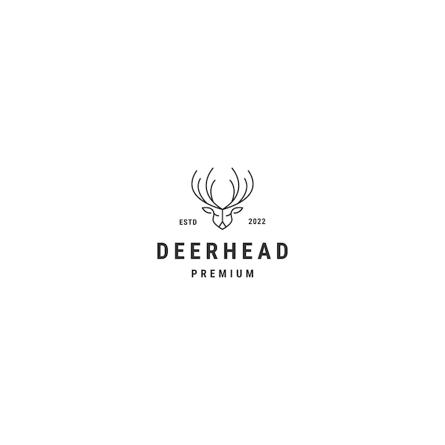 Head deer line logo icon design template