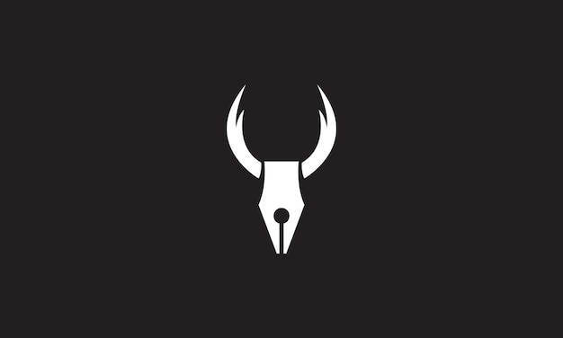 Head deer with pen logo vector icon illustration design