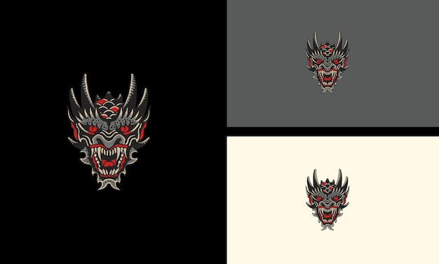 Head devil with horn vector illustration mascot design