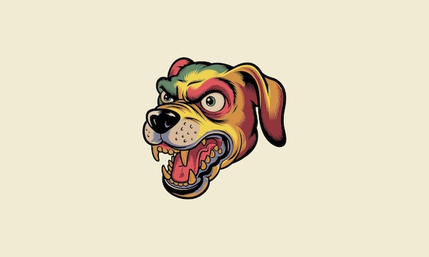 Vector head dog angry colorful vector illustration flat design