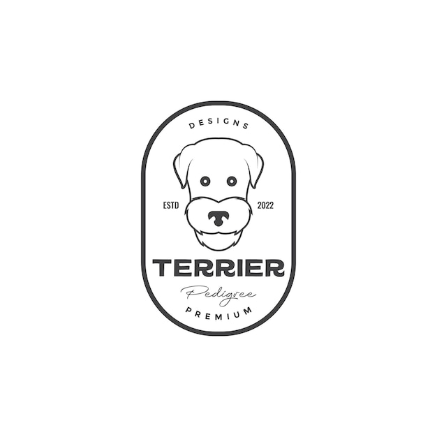 Head dog terrier badge vintage logo design