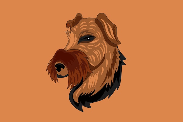 Vector the head of a dog with a mustache and a brown background.