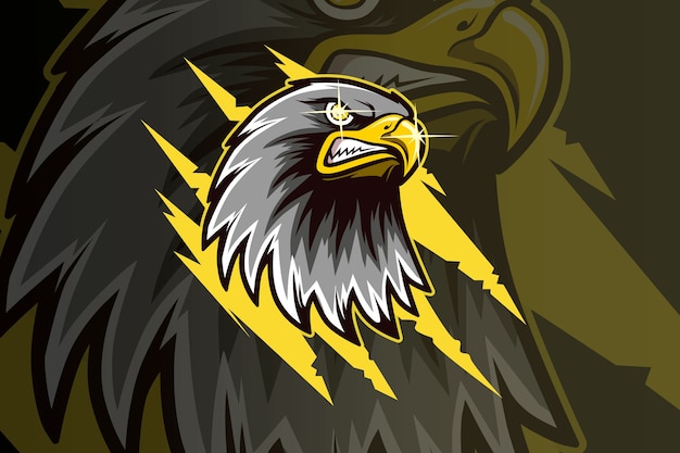 Head eagle mascot esport logo hand drawing