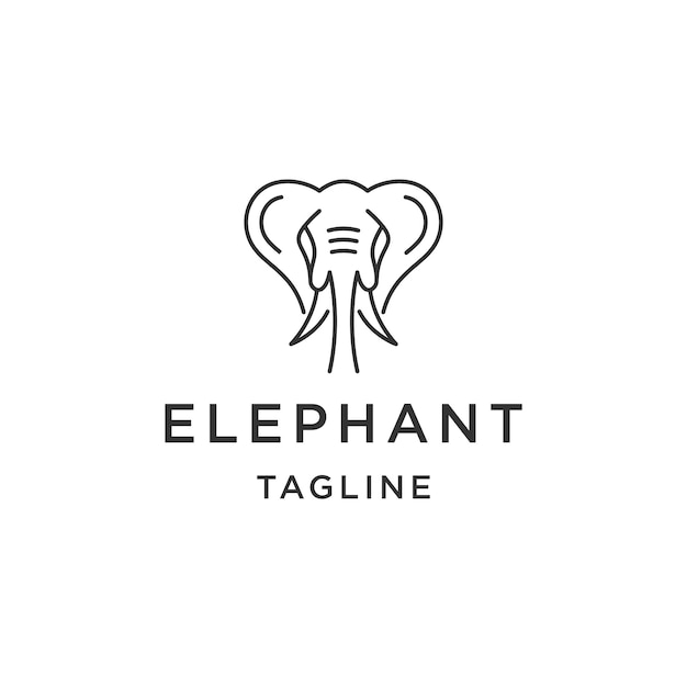 Head elephant line logo icon design template flat vector