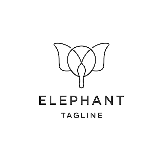 Head elephant line logo icon design template flat vector