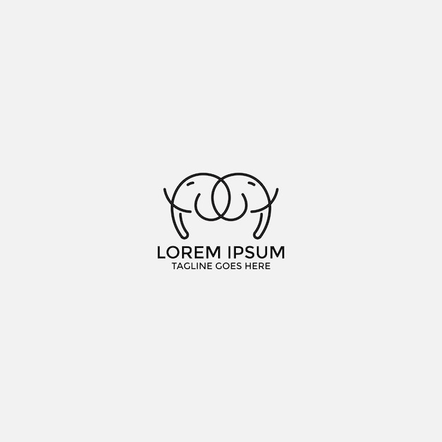 Head elephant line logo icon design template