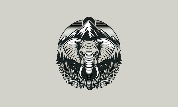 head elephant and mountain vector illustration artwork design