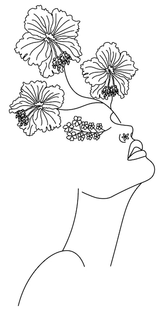 Head of flowers Flower woman drawing