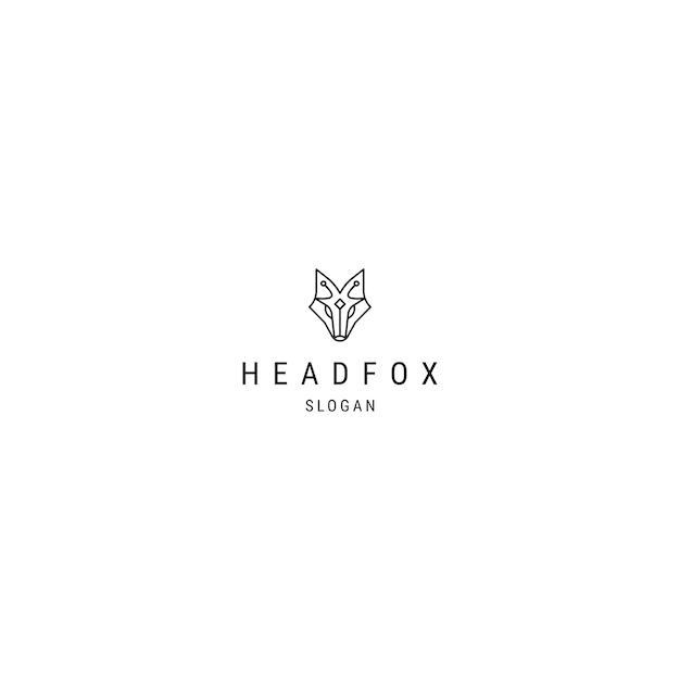 Head fox line logo icon design template