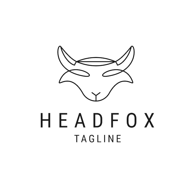 Head fox line logo icon design template