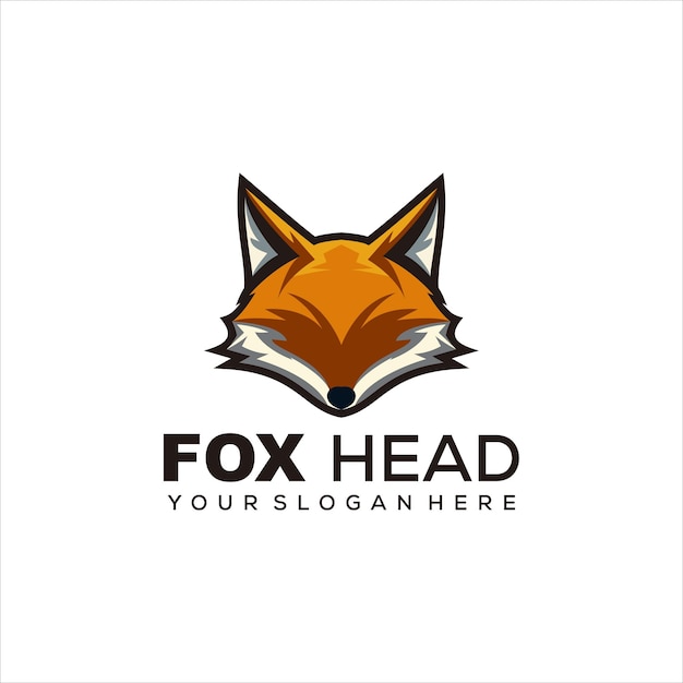 head fox logo design vector gradient template